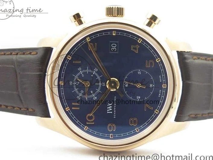 MIROTIME 0417 Portugieser Chrono  42 IW390406 RG ZF 1:1 Best Edition Blue Dial on Brown Leather Strap A Durable 7129